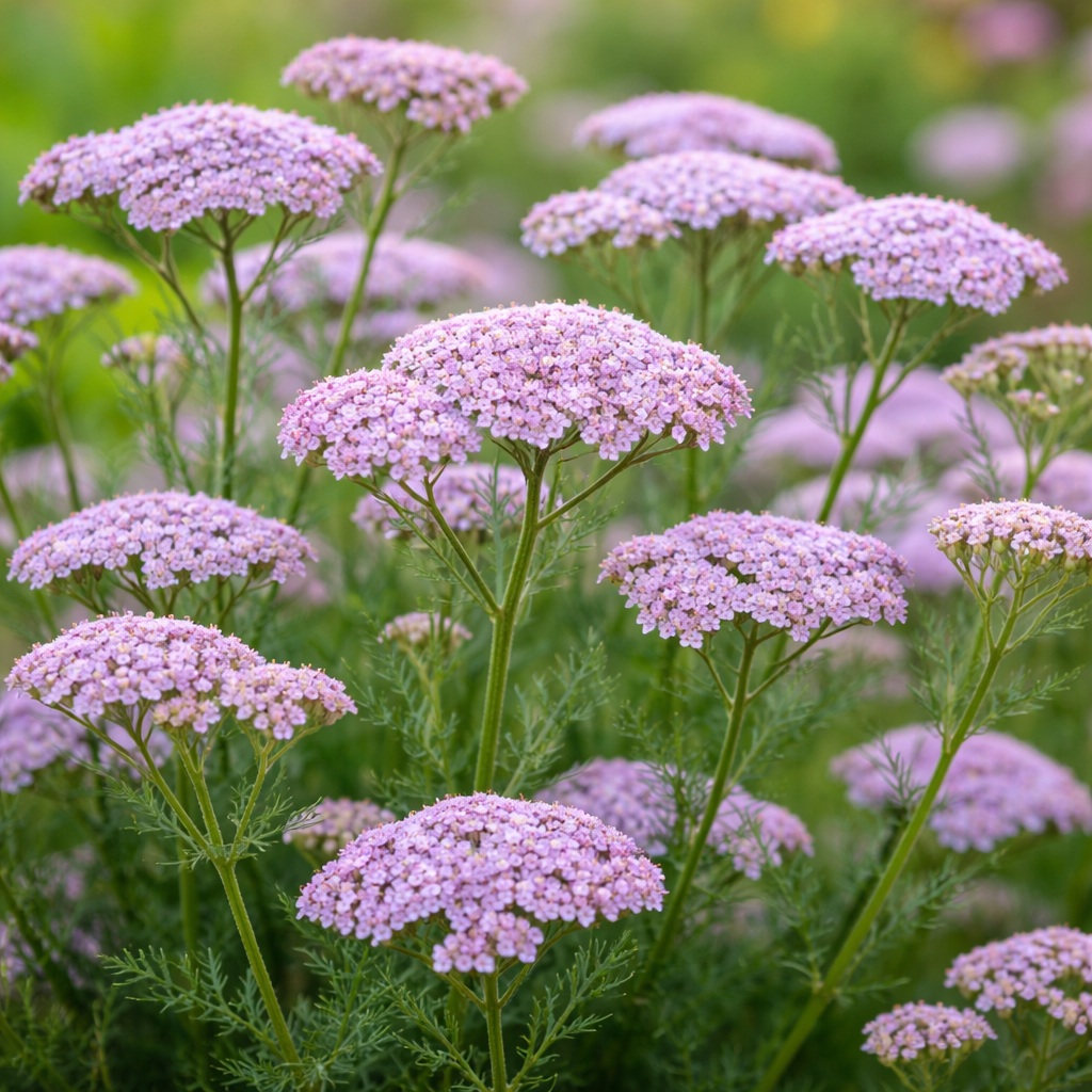 Achillea_millefolium_lilac_beauty_halvanylila_cickafark Az achillea millefolium liliac beauty , halványlila cickafark virágzása a képen