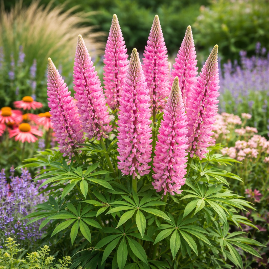lupinus_gallery_pink_cs9_rózsaszin_viragu_csillagfürt A lupinus gallery pink azaz a rózsaszín virágú csillagfürt virágzása látható a képen