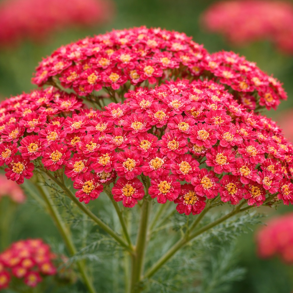 achillea_millefolium_piros_cickafark Az achillea millefolium azaz a piros cickafark virága közelről