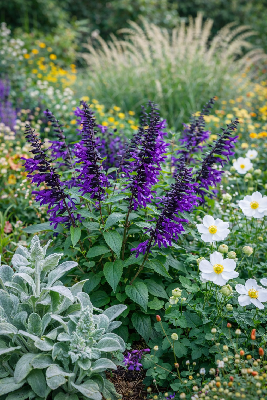 salvia_amistad Az indigólila zsálya (Salvia Amistad) vegyes évelő ágyásban