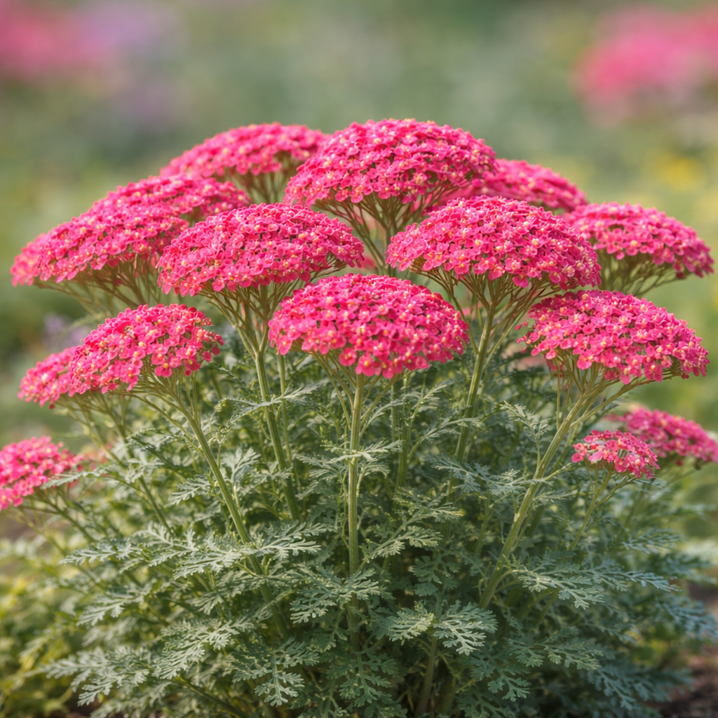 Achillea millefolium K2 – Sötétrózsaszín cickafark Teljes virágzásban lévő rózsaszín cickafark.