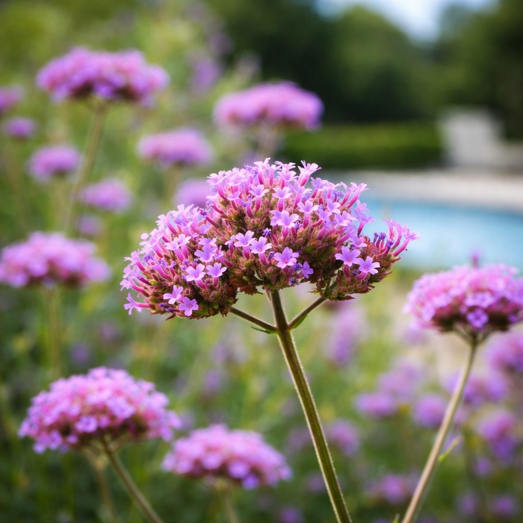 verbena_bonariensis_lollipop_k2 Alacsony ernyős verbéna (Verbena bonariensis) légies lila virágai nyári kertben